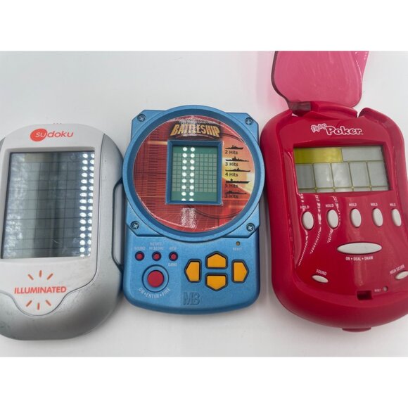 Lot Of 3 Handheld Games: Sudoku Battleship Fliptop Poker - Picture 2 of 4